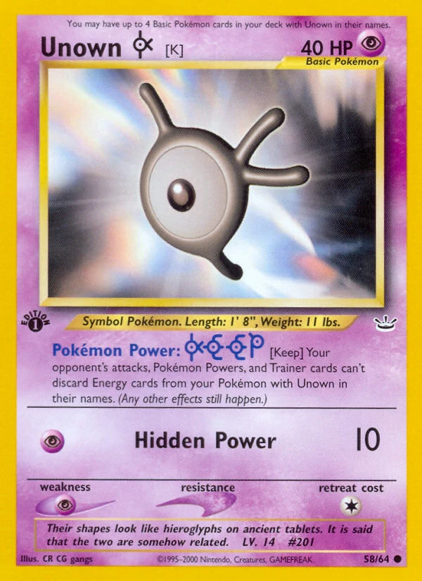 Unown [K] – Neo Revelation 58