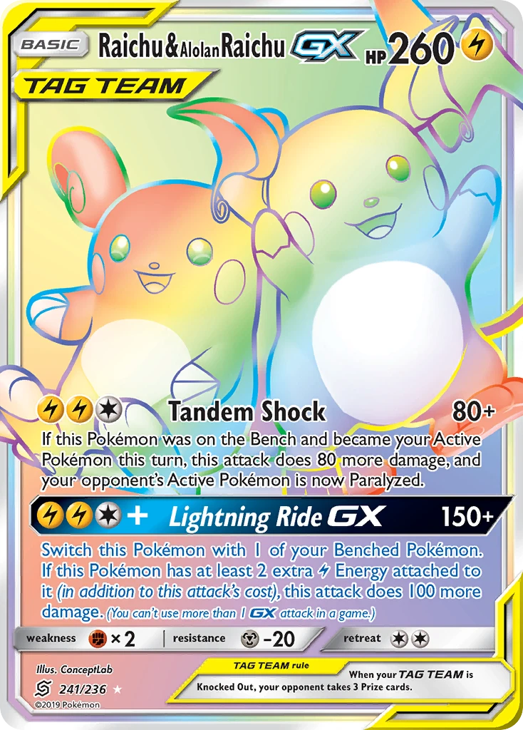 Raichu & Alolan Raichu-GX – Unified Minds 241