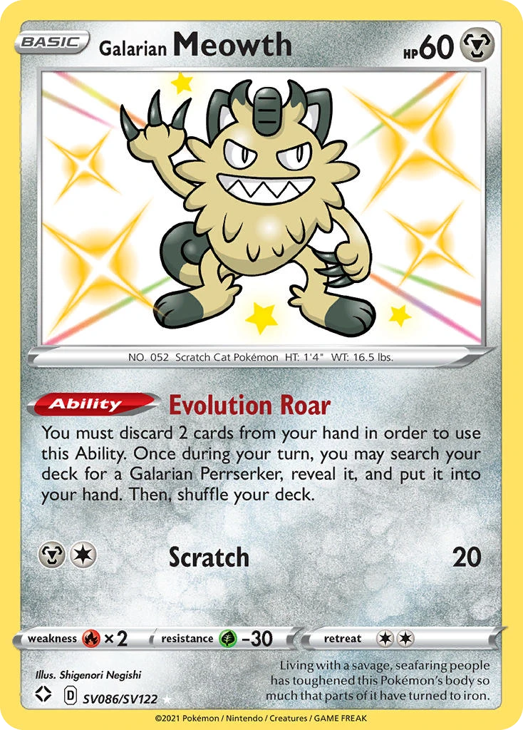 Meowth di Galar – Destino Splendente Tesoro Lucente SV086