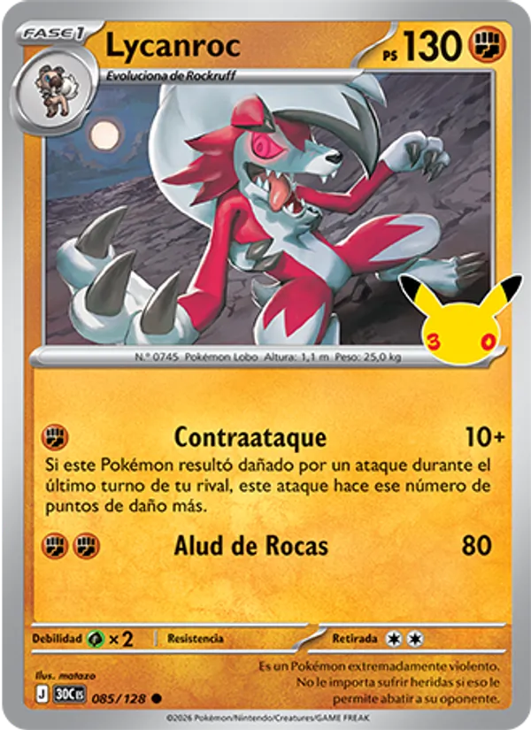Lycanroc – Celebración 30.º Aniversario 85
