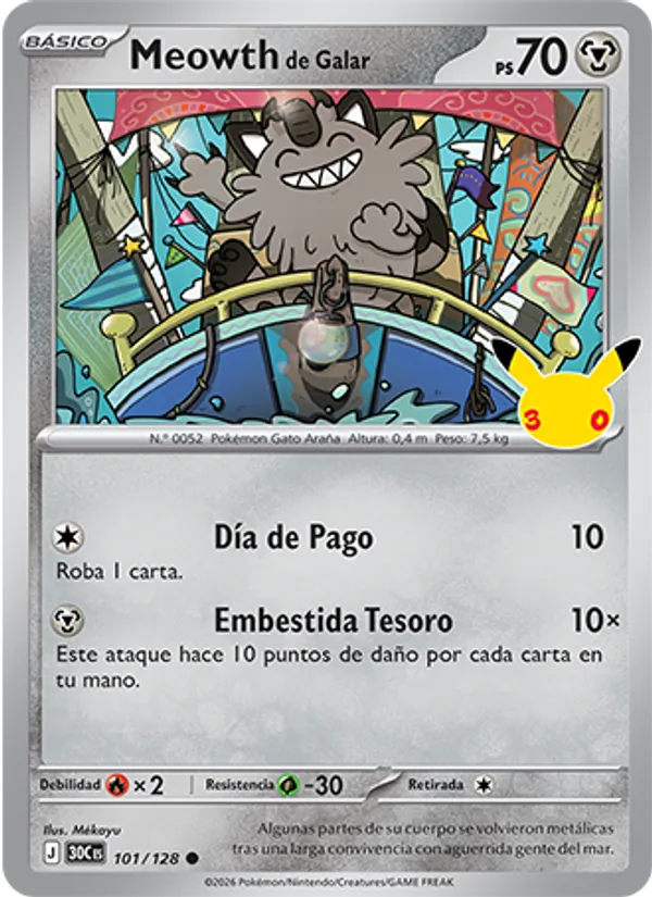 Meowth de Galar – Celebración 30.º Aniversario 101