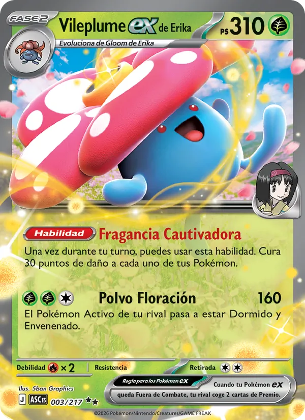 Vileplume ex de Erika – Héroes Ascendentes 3