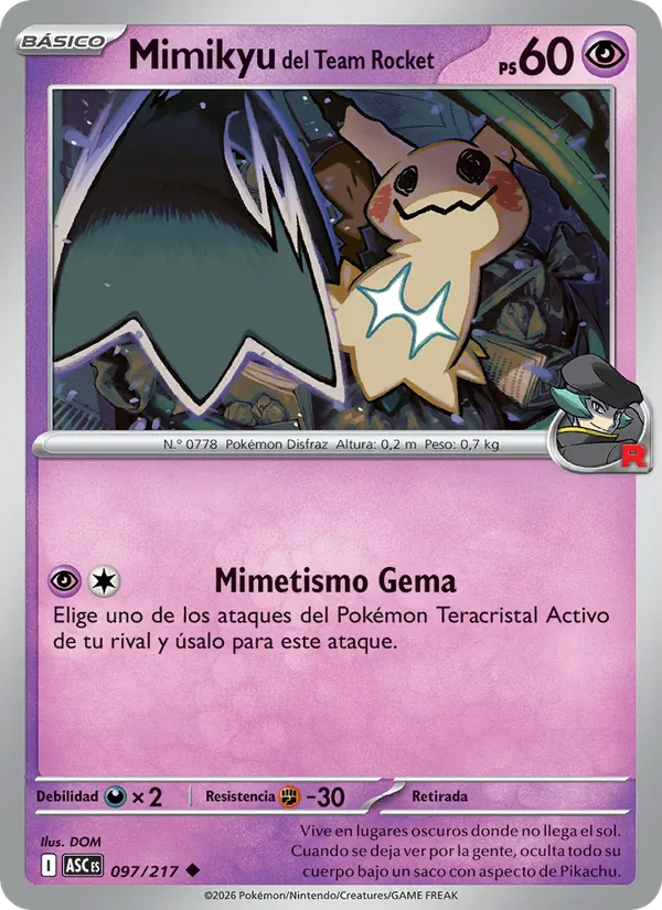 Mimikyu del Team Rocket – Héroes Ascendentes 97