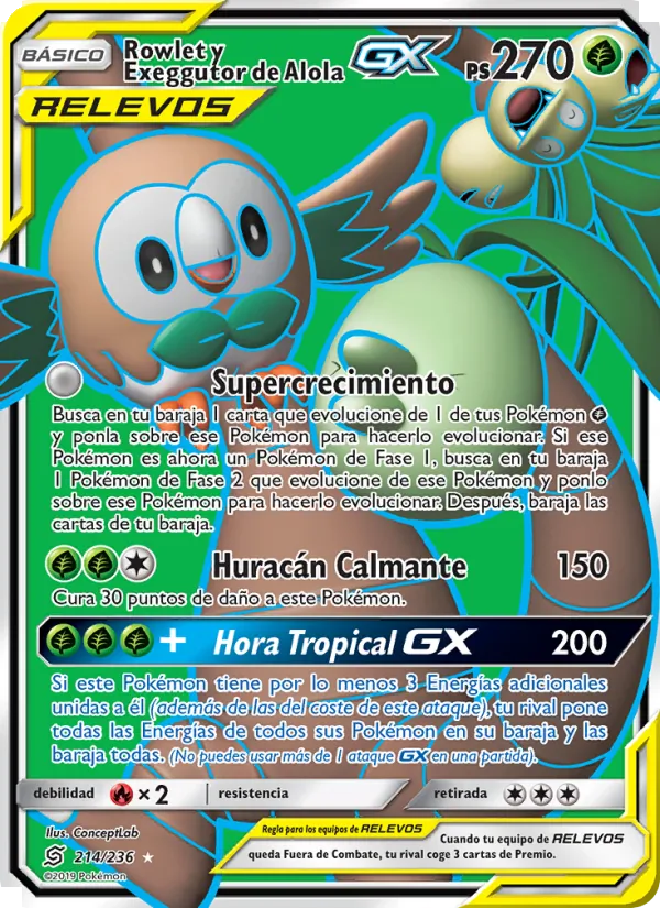 Rowlet y Exeggutor de Alola GX – Mentes Unidas 214
