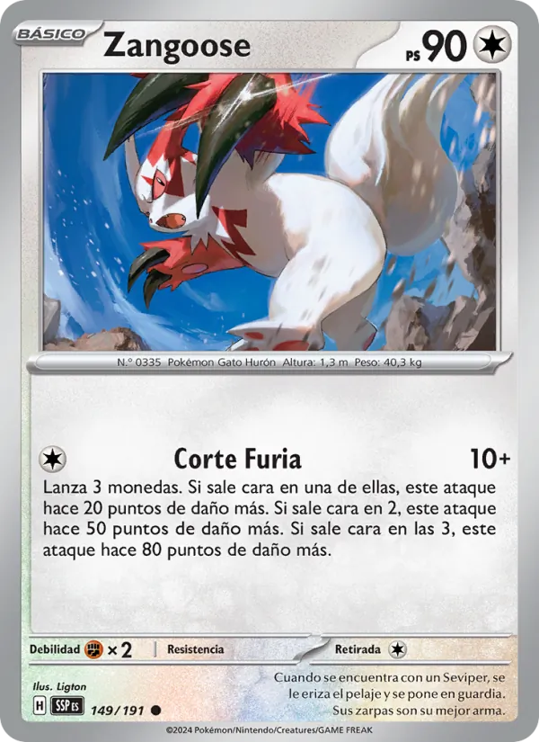 Zangoose – Chispas Fulgurantes 149