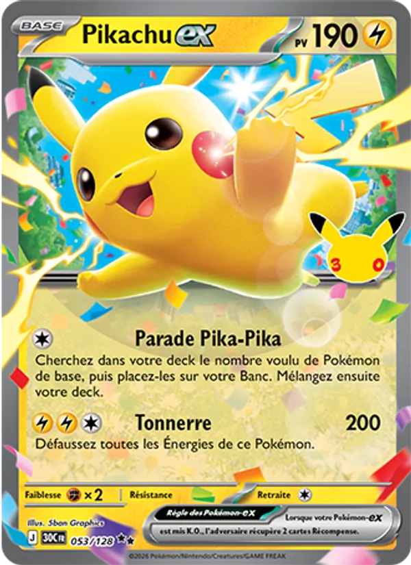 Pikachu-ex – 30ᵉ Anniversaire 53