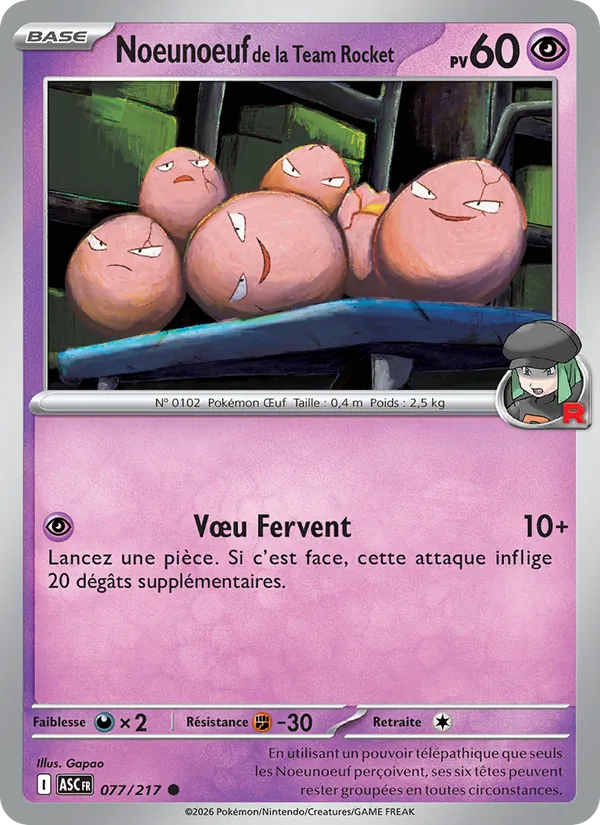 Noeunoeuf de la Team Rocket – Héros Transcendants 77