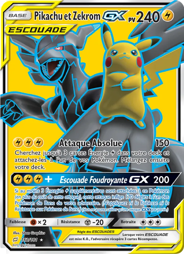 Pikachu et Zekrom GX – Duo de Choc 162