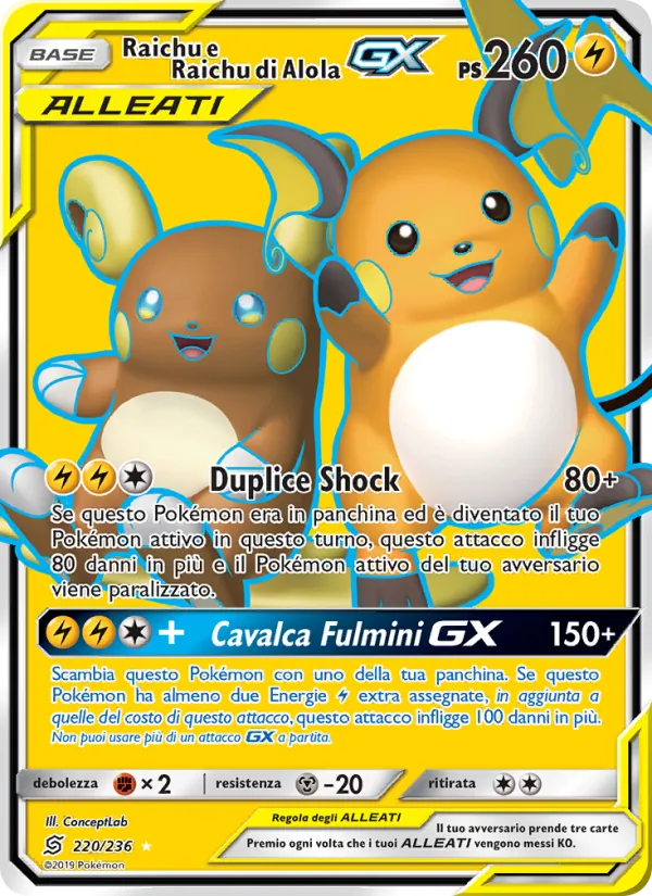 Raichu e Raichu di Alola GX – Sintonia Mentale 220